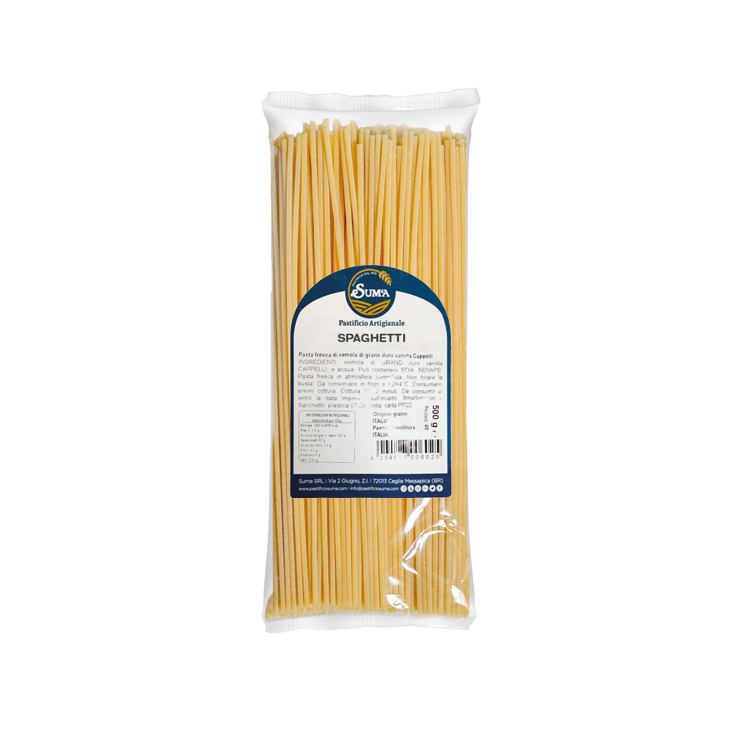 Spaghetti al Nero di Seppia – Pasta Secca di Semola di Grano Duro Trafilata al Bronzo