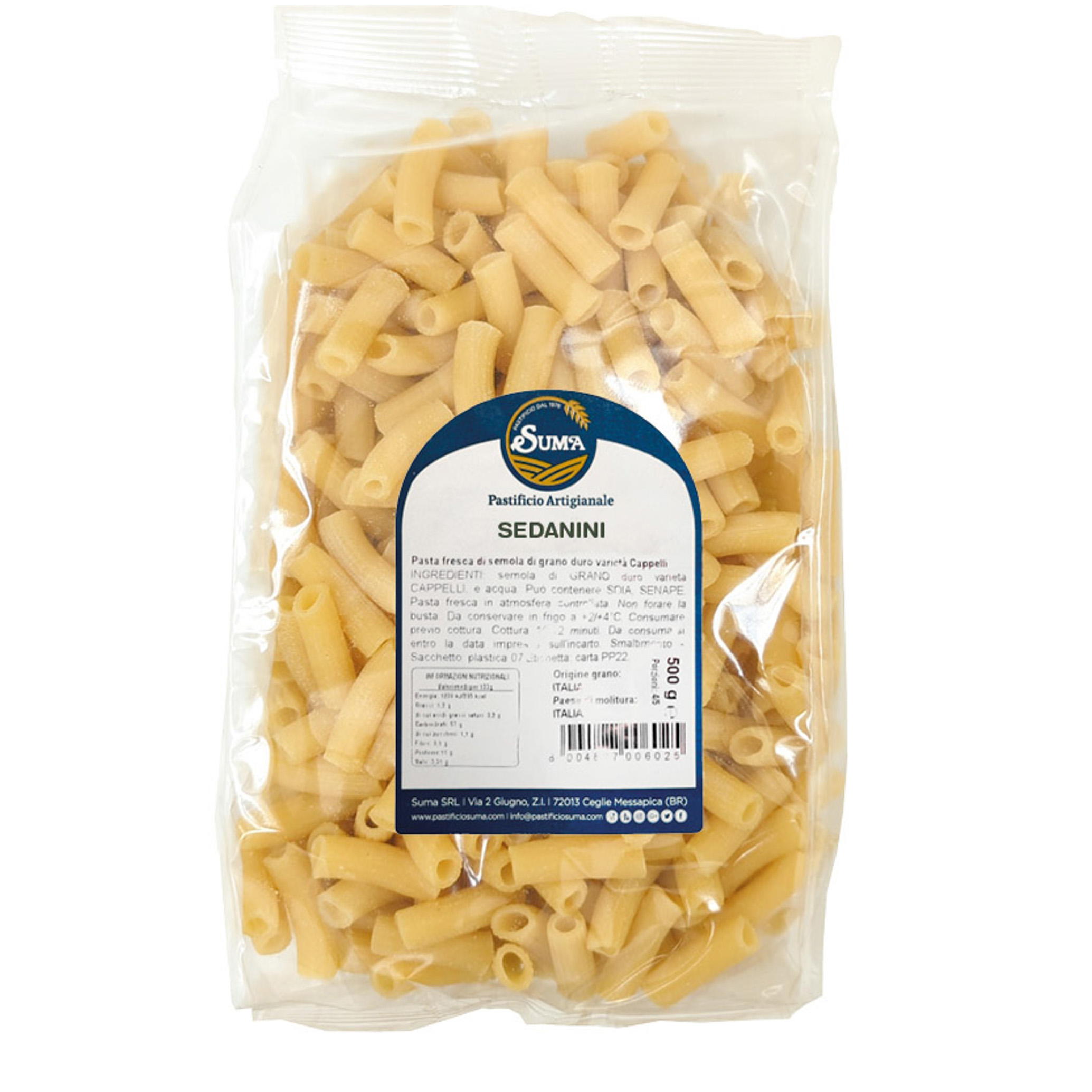 Sedanini – Pasta Secca di Semola di Grano Duro Trafilata al Bronzo