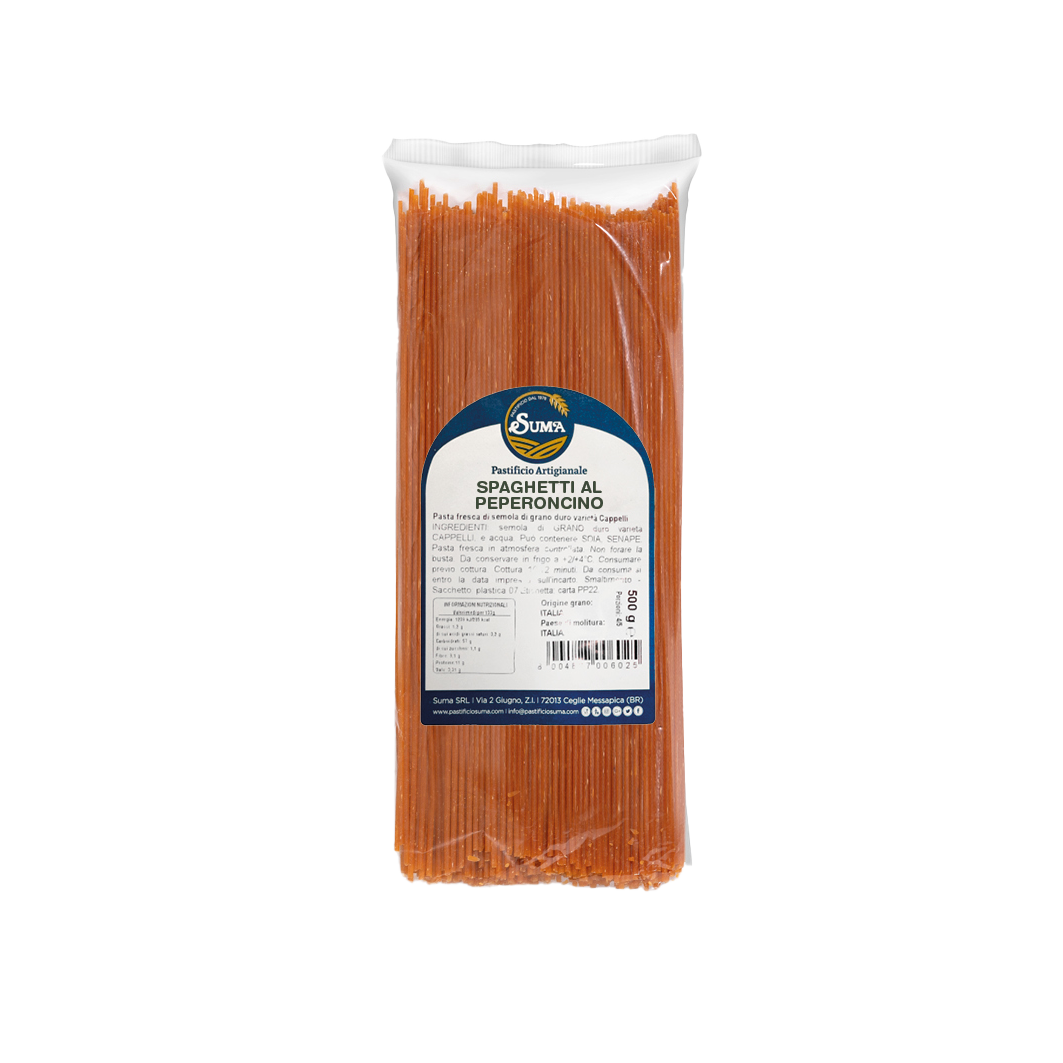 Spaghetti al Peperoncino – Pasta Secca di Semola di Grano Duro Trafilata al Bronzo